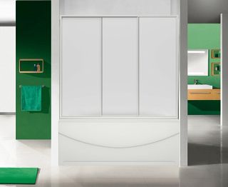 Шторка на ванну Bas Ахин, Мальта, Атланта, Нептун, Индика 3 ств., стекло прозрачное